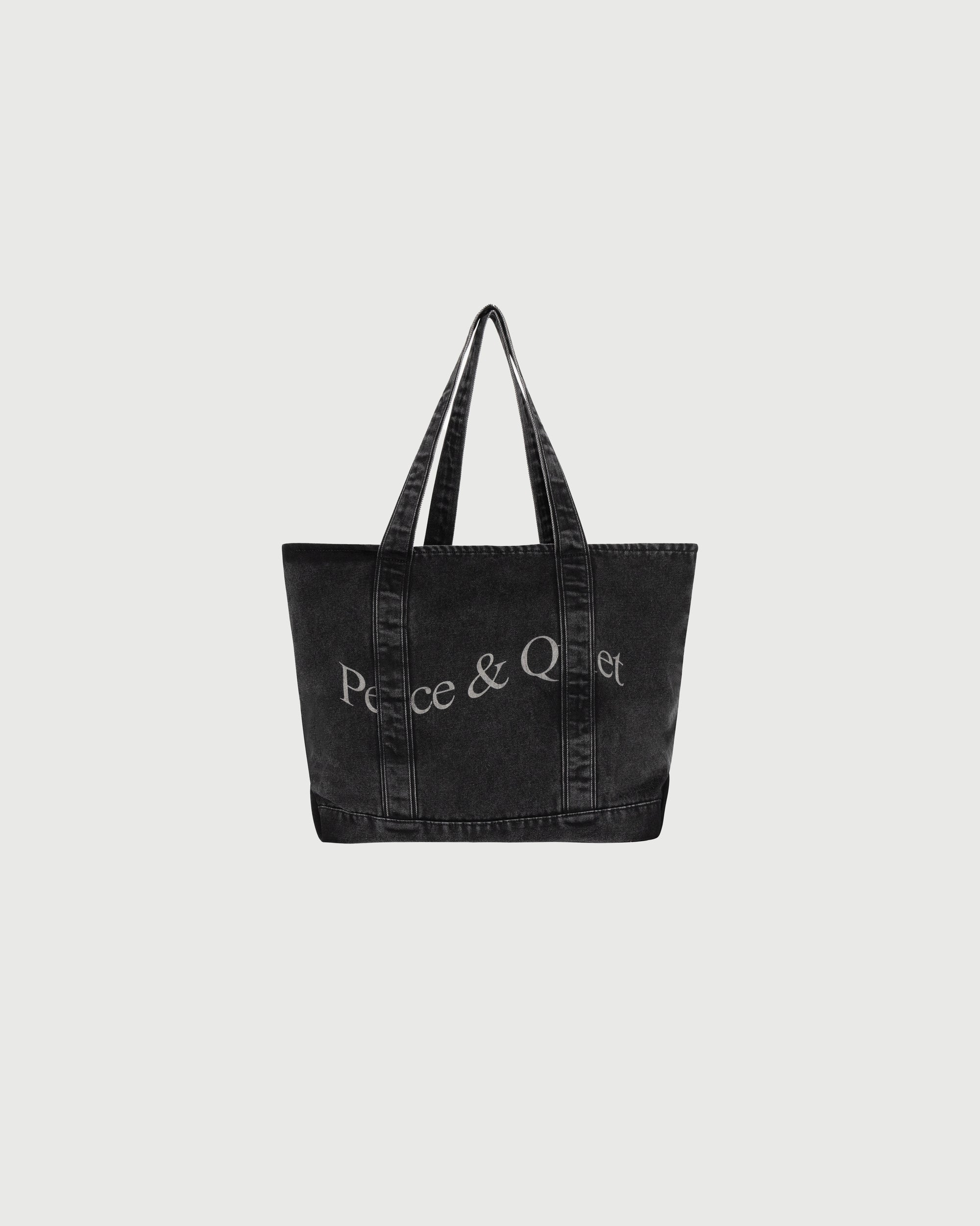 Wordmark Denim Tote Bag - Black Acid Wash